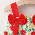 thumbnail image 5 of Summer Clearance Holiday Deals 2025! QTOCIO Toddler Girls Dresses, Baby Girl Summer Clothes, Toddler Baby Girl Summer Bow Decoration Flower Print Suspender Dress with Hat, Red, 6 Months, 5 of 8