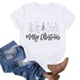 thumbnail image 1 of Fiudx Ofertas Relámpago Blusa de Manga Corta con Estampado de Moda para Mujer, Divertida Camiseta con Cuello Redondo, 1 of 3