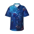 thumbnail image 1 of Fotbe Deep Sea Glowing Fishes Camisa Hawaiana para Hombre Unisex – Camisa Casual de Verano con Botones de Manga Corta de Algodón y Lino,Small, 1 of 7