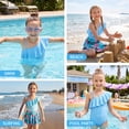 thumbnail image 5 of Girls One Piece Swimsuit with Detachable Skirt Elegant Ruffled Swimwear Removable Pads with Adjustable Straps Kids Bathing Suit for Ages 7-8Y, 5 of 9