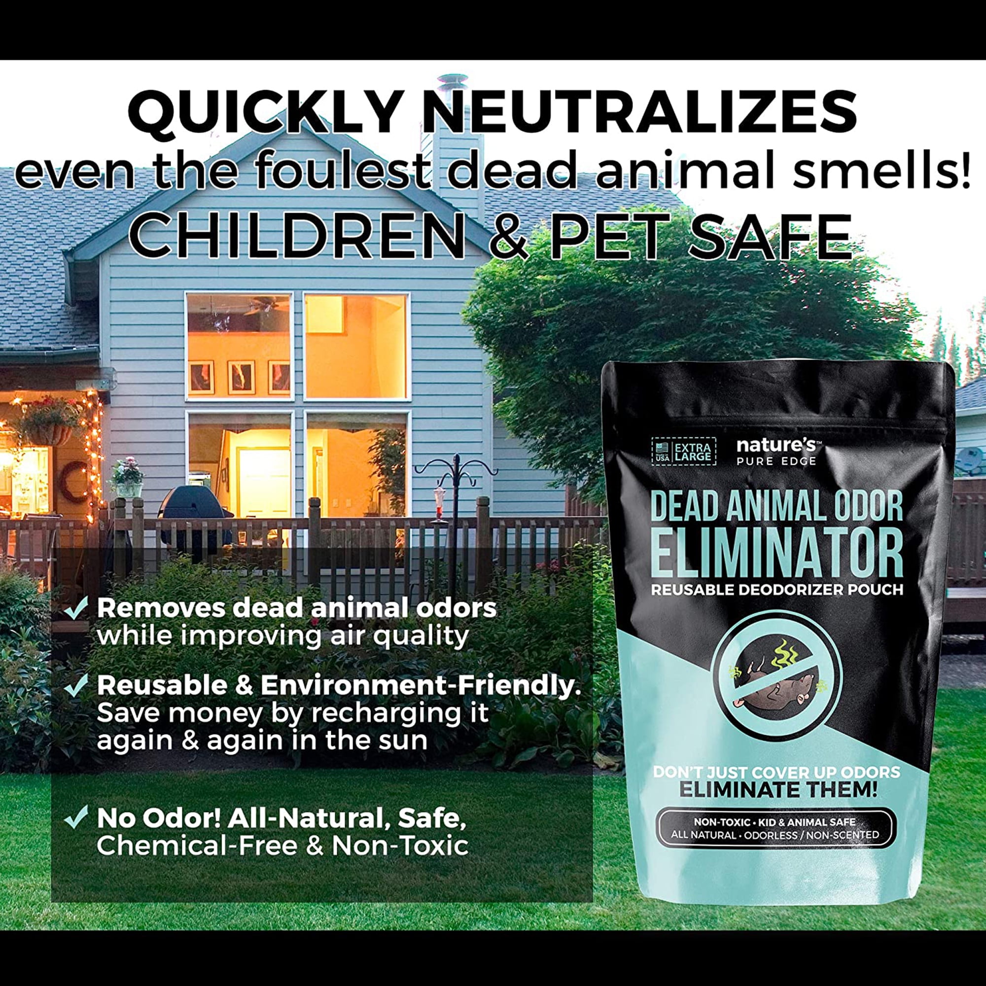 Nature's Pure Edge All Natural Odor Eliminator Reusable Dead Animal Deodorizing Pouch