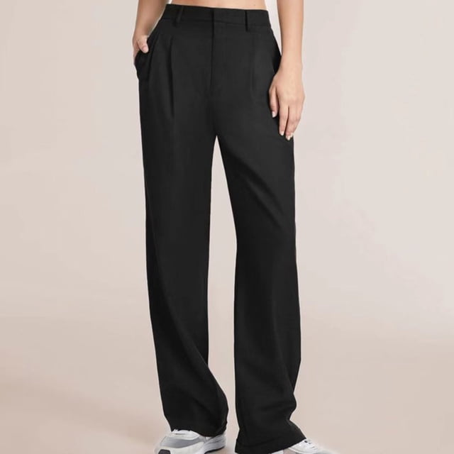 ICHUANYI Clearance Women's Fashion High Waist Wide Leg Pants Solid Color Versatile Casual Suit Pants(Black, XL) ICHUANYI WER2023080815146