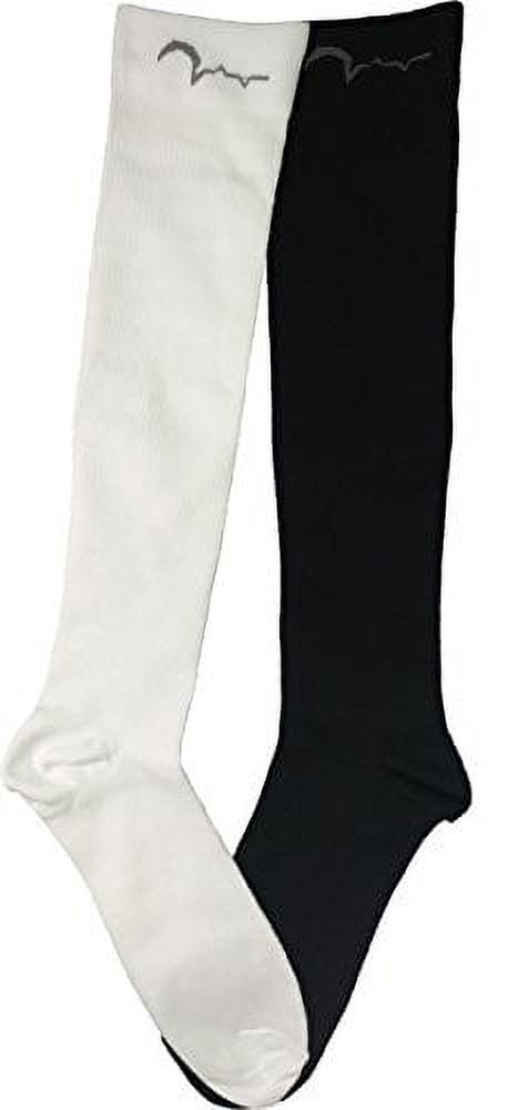 4 Pair (2 Black & 2 White) Extra Soft Large/X-Large Compression Socks, Moderate/Medium Graduated Compression 15-20 mmHg. Therapeutic, Occupational, Travel & Flight Knee-High Hosiery for Women and Men.