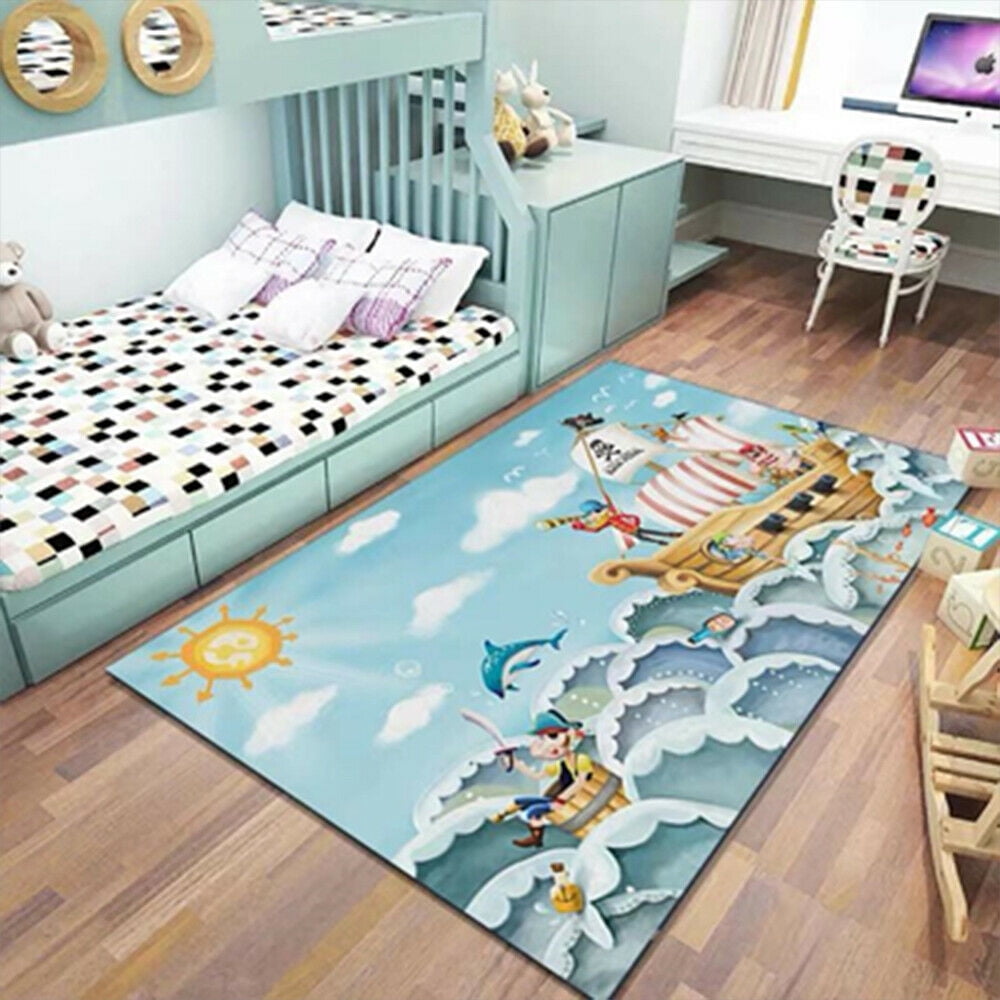 1PC VELVET SUPER SOFT PLAY MAT CARPET PIRATES SEE BOAT FOAM RUG BABY