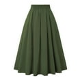 thumbnail image 5 of Women's Retro Swing Skirt with Hidden Side Pockets and Full Circle Hem, Soft Stretch Fabric for All Day Comfort Green S, 5 of 8