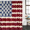 thumbnail image 3 of 4th of July Shower Curtain Set - Small 36" x 72" Washable Bathtub Curtain with 12 Hooks, Red Blue Floral Independence Day Waterproof Fabric Stall Shower Curtains for Bathroom/Bathtub Décor, 3 of 9