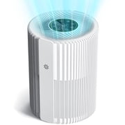 KLOUDIC Air Purifiers for Home with High Efficiency Filter Up to 600 Ft², Real-Time Air Quality (PM2.5) Display, Compact Air Cleaner with 4 Speeds, Timer, White