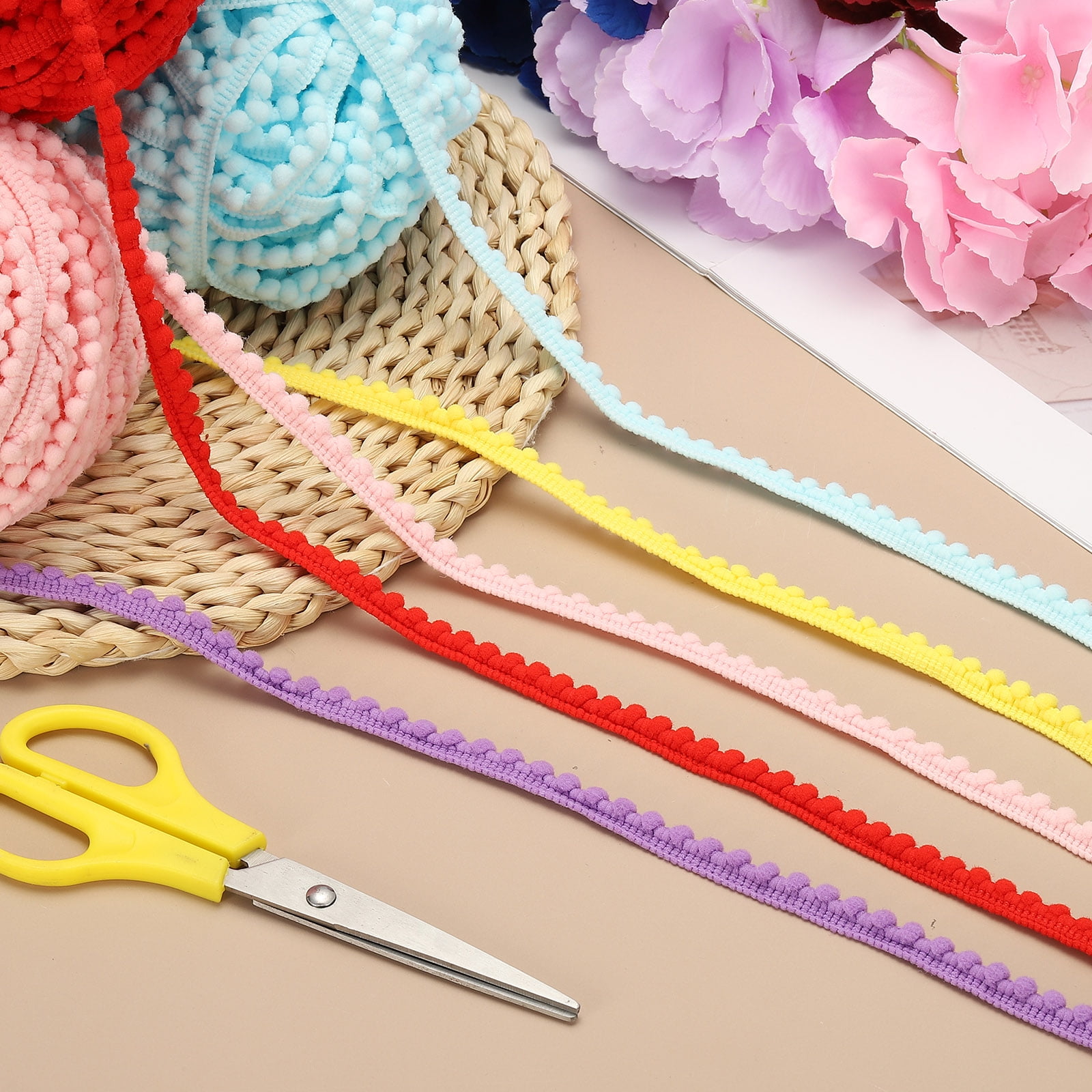 Unique Bargains Pom Trim Ribbon with Ball Fringe for DIY Craft Black