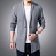 thumbnail image 4 of Suéteres de punto extra largos de otoño para hombre, chaquetas, cárdigan de estilo largo para hombre, abrigo de suéter de color sólido, 4 of 5