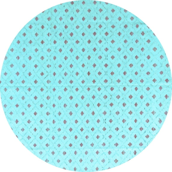 Ahgly Company Indoor Round Abstract Light Blue Modern Area Rugs, 7' Round
