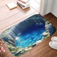 thumbnail image 5 of 1pc Blue Pool in Cliff Absorbent Non-Slip Bathroom Thickened Flannel Rug Decor,Soft,Quick Drying,Suitable For Indoor/outdoor Use,Bathrooms,Bedrooms,Kitchens,Terrace,Laundry Rooms,16"x24", 5 of 9