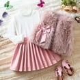 thumbnail image 4 of WOYY Toddler Girls Fashion Outfits Vest Long Sleeve T-Shirt Leather Pleated Skirt 3 Piece Set, Sizes 3-4T, 4 of 8