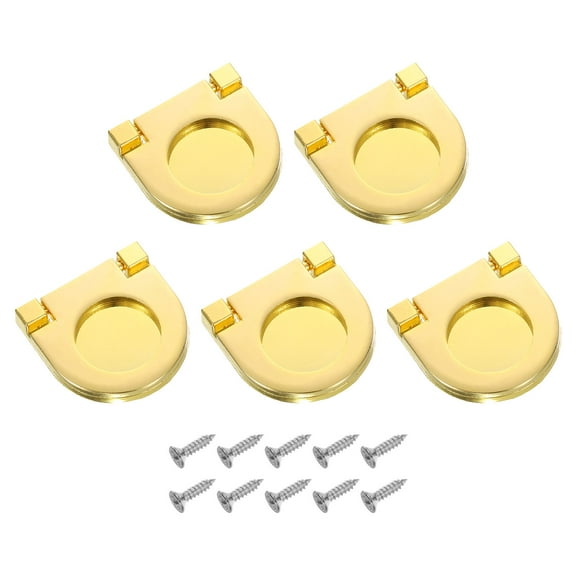 Uxcell 5 Pack Flush Pull Handle, 1.38 Inch Hidden Recessed Furniture Grip Ring Pull, Gold