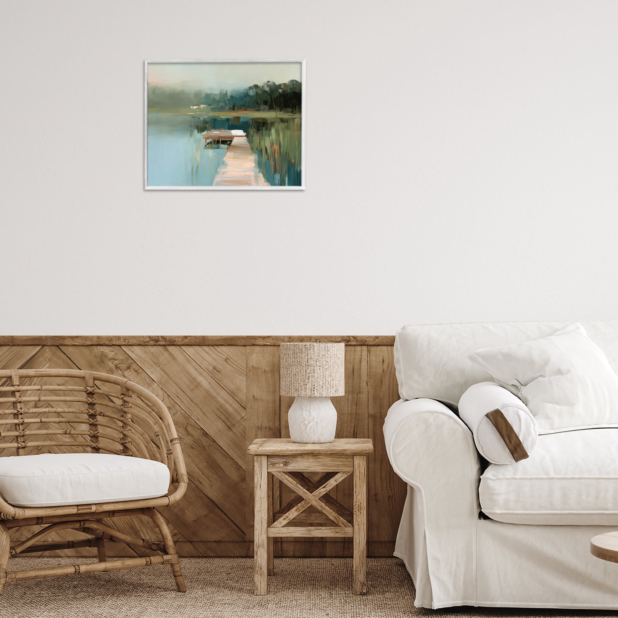 Stupell Industries Marsh Pier Abstraction White Framed Giclee Art, design by Kim Curinga
