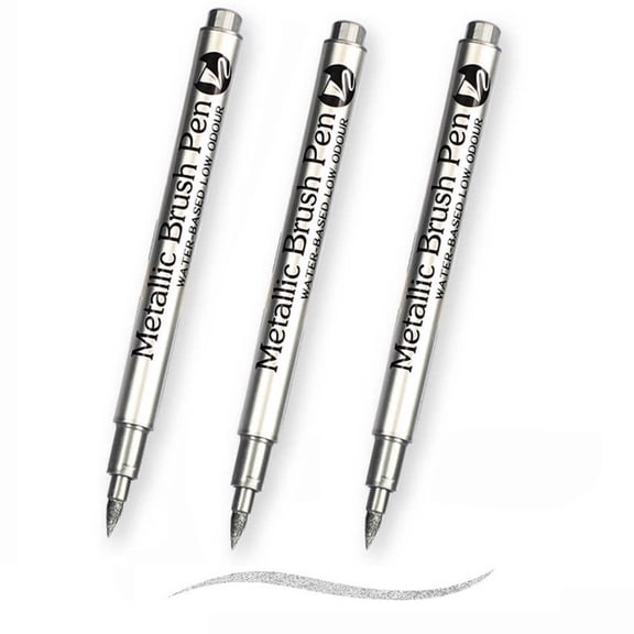 Silver Acrylic Paint Markers 3 Pack 15ml Water Based Pigment Pens for Rock Painting Wood Glass Canvas Metal DIY Art Crafts
