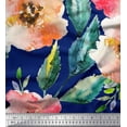 thumbnail image 1 of Soimoi Modal Satin Fabric Flower & Leaves Watercolor Printed Fabric 1 Yard 42 Inch Wide, 1 of 1