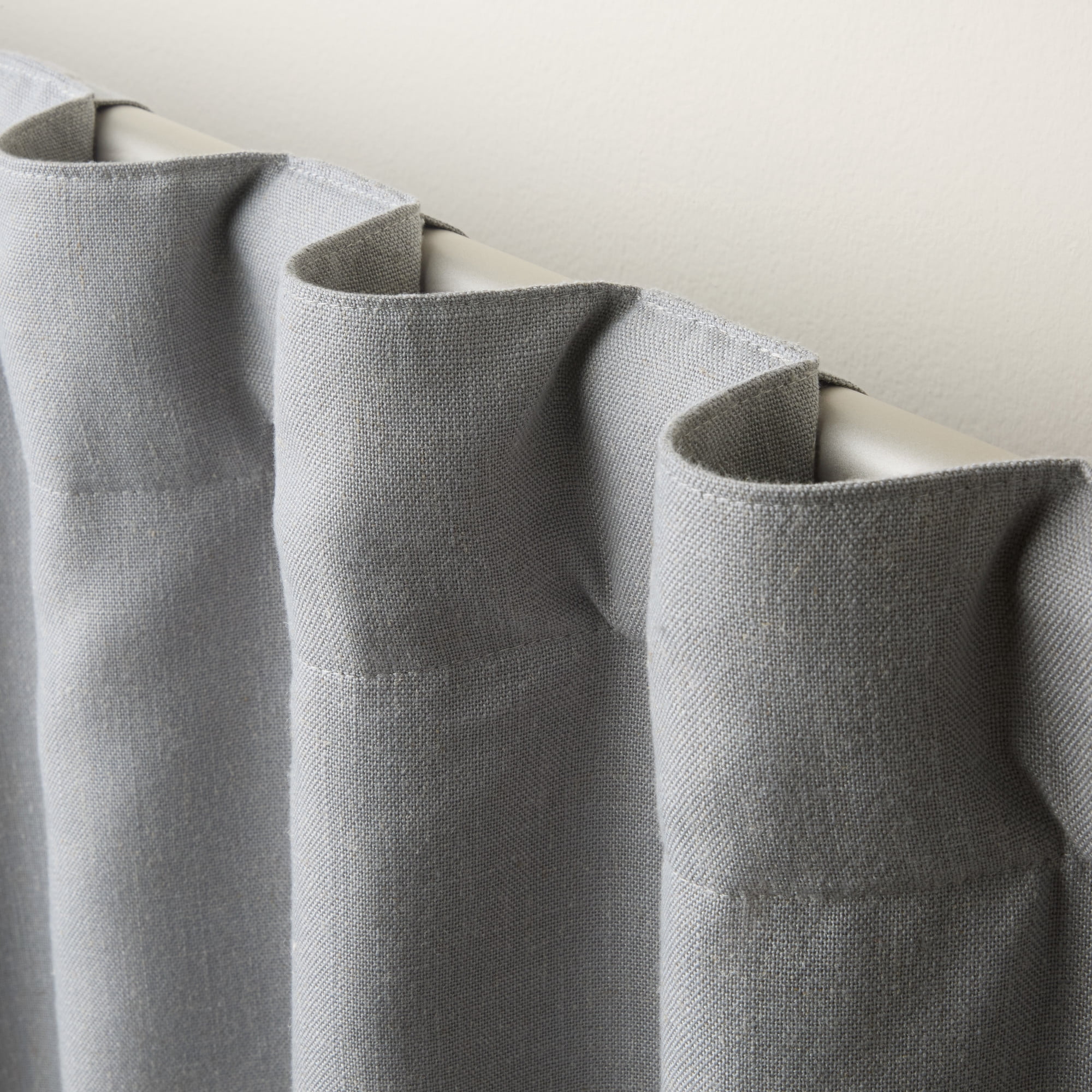 TOWN & COUNTRY LUXE Davos Solid Linen Texture Indoor Curtains, 100% Blackout with Energy Efficient Lining, Back Tab/Rod Pocket Top, 2-Pack Set, Grey, 50"x96"