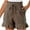 Brown, variant on Ahdbta Womens Ruffle Flowy Shorts High Waisted Wide Leg Drawstring Summer Striped Beach Shorts with Pockets