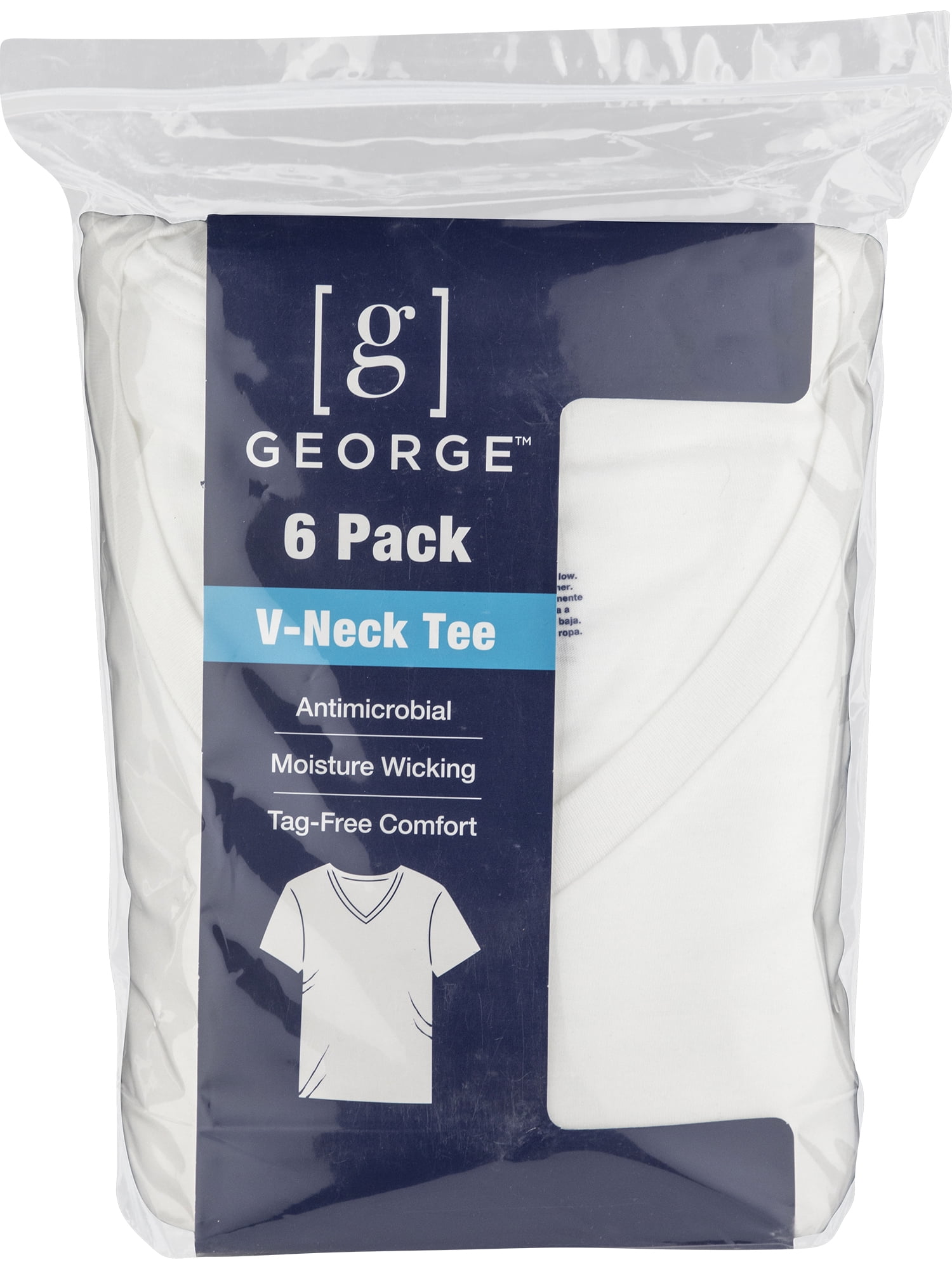 George Men's V-Neck T-shirts, 6-Pack