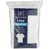 George Men's V-Neck T-shirts 6-Pack, Soft Ringspun Cotton, Moisture ...