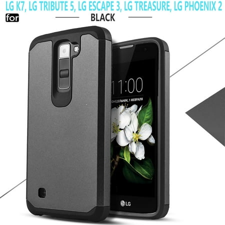 LG K7 Case, With [Premium Screen Protector Included], STARSHOP Drop Protection Dual Layers Phone Cover- Black