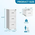 thumbnail image 3 of AQY 3 Drawer File Cabinet with Lock, Metal White Filing Cabinets for Home Office, 18" Deep Heavy Duty Vertical Storage Cabinet for Hanging A4/Letter/Legal Size Files, Assembly Required, 3 of 12
