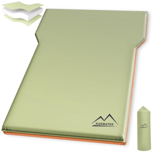 M KARMATER Colchón Hinchable SUV para Coche Camping, Colchón Hinchable de Espuma Viscoelástica Extra Gruesa, Colchón Autoinflable para Dormir para Coche SUV Colchón de Camping para 2 Personas, Colchón
