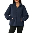 thumbnail image 3 of Fancyglim Sweatshirts for Women Oversized Fleece Tops Fall Half Zip Turtleneck Long Sleeve Pullover Navy Blue M, 3 of 7