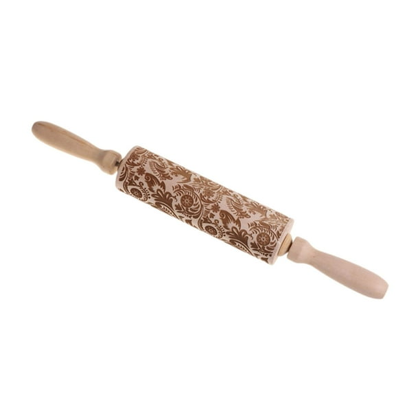Rodillo de madera con relieve navideño Rodillo para repujar masa de galletas Estilo C