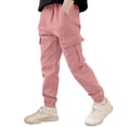 thumbnail image 2 of YMNXA Teen Big Kids Boys Cargo Pants Elastic Waist Pure Color Tapered Ankle Comfortable Stylish Jogger Trousers With Pockets For Outdoor School Wear,Pink,9-10 Years, 2 of 5