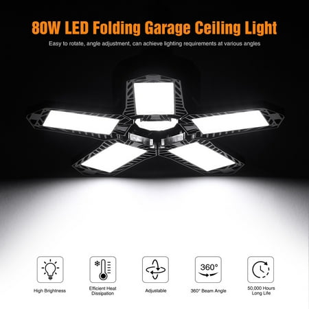 80w Led Garage Lights 8000 Lumens Super Bright Ceiling With 5 Adjustable Panels Easy Installation 6500k Deformable For Basement Work Barn Canada - Deformable Led Garage Ceiling Lights 8000 Lumens 80w Led Garage Lights 8000 Lumens Super Bright Ceiling With 5 Adjustable Panels Easy Installation 6500k Deformable For Basement Work Barn Canada - Deformable Led Garage Ceiling Lights 8000 Lumens