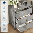 thumbnail image 5 of Modern Wood Nightstand Fluted Dresser for Bedroom, 27.5" Wide 3-Drawer Bedside Tables, Storage End Table Chest of Drawers, for Living Room, Hallway, Entryway, 5 of 8