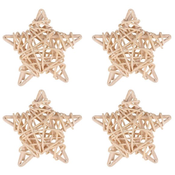 4Pcs Pentagram Rattan Rabbit Toys Creative Food Leakage Toy Funny Pet Bite Toy Hamster Playing Toy Dog Teeth Cleaning Toy Star Rattan Toy EducationalBeige7.00X6.00X0.50CM