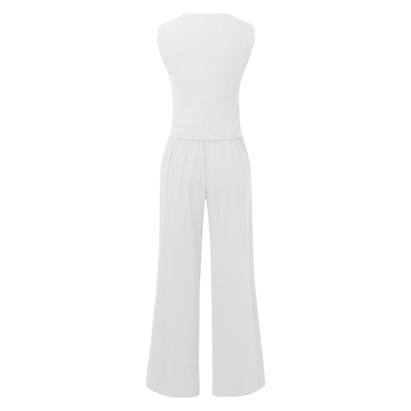 2025 kadın 2-Piece Dressy rahat pantolon takım elbise kolsuz Blazer yelek yüksek