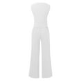 thumbnail image 4 of ZHOUCHANKIDS Women's 2 Piece Outfits Linen Vest Waistcoat Dressy Casual Sets Wide Leg Pants Suits White L, 4 of 5