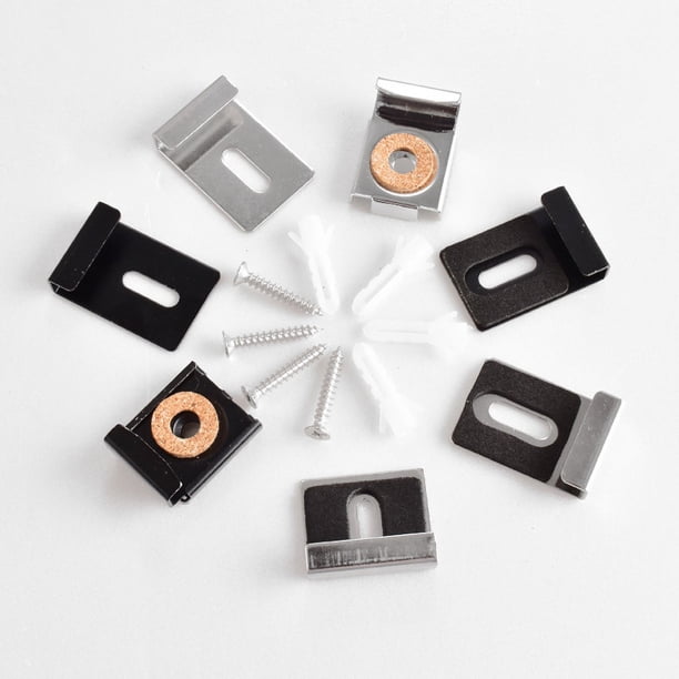 Clip de espejo de acero inoxidable 304, soporte de espejo, clip de espejo de vidrio, soporte de espejo cuadrado, accesorios de hardware para muebles, 4 piezas/juego
