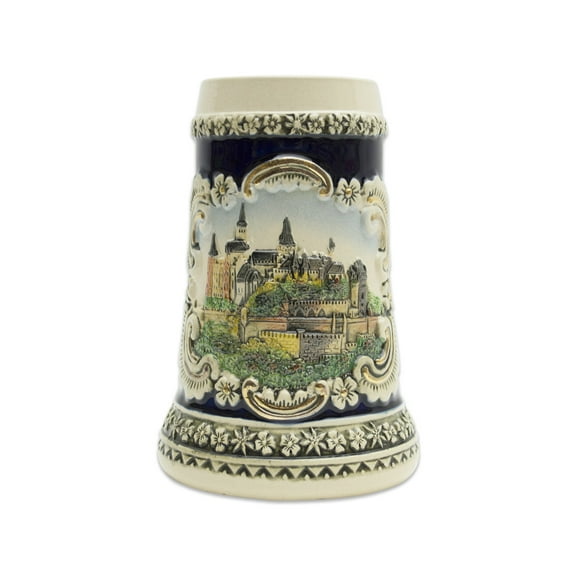 Oktoberfest Haus Multicolor Ceramic Scenic Bavarian Castle Engraved Beer Stein 0.6 Ltr