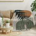 thumbnail image 3 of Boho Mid Century Throws Blankets Beige Orange Modern Abstract Throw Blankets Minimalist Sun Leaves Geometric Aesthetic Soft Warm Bed Bedding Women Blankets for Couch Bedroom Office 60"x80", 3 of 6