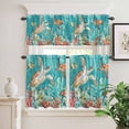 thumbnail image 6 of Teal Sea Turtle Curtain Valances Set Retro Ocean Fish Seashell Coral Nautical Kitchen Curtains 36&nbsp;inch Length Rod Pocket Valance and Tiers 3 Piece Set Small Bedroom Bathroom Laundry Decor, 6 of 9