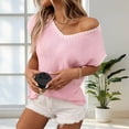 thumbnail image 4 of SPZTSX Knit Tops for Women V-Neck Short Sleeve Fashion Loose Fit Casual Daily Summer Sweater Vests, 4 of 5