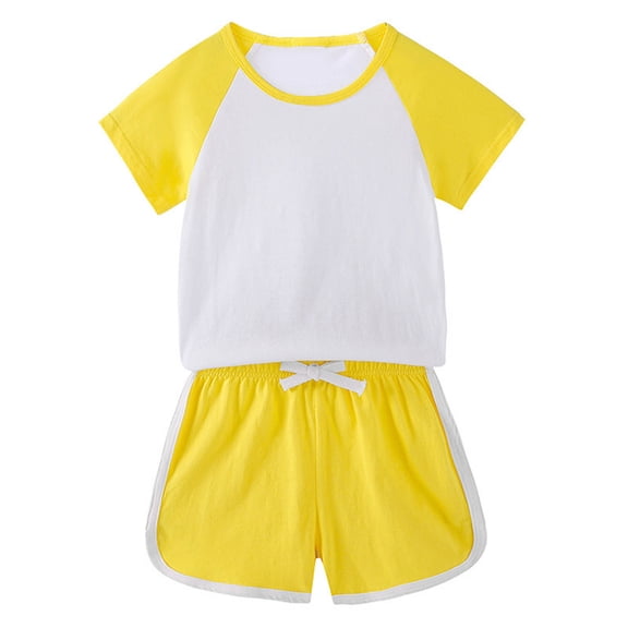 tarylea Toddler Baby Boys Girls Clothes Short Sleeve T Shirts Wide Leg Shorts Sets Color Block Summer Outfits