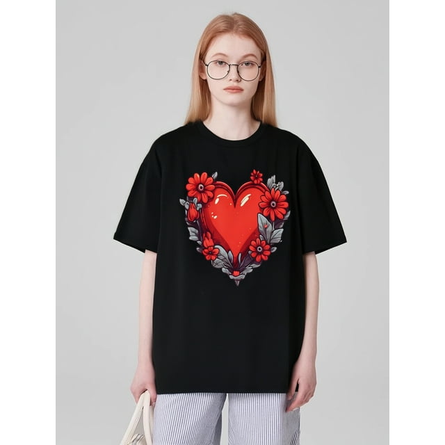 Camiseta con corazón de amor para San Valentín, para mujeres, hombres, niños y niñas, ideal para deportes de ocio.