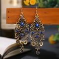 thumbnail image 6 of HOOUN Gorgeous Women Ancient Gold Bohemian Earrings Carved Baroque Royal Flowers 1501-Green, 6 of 6