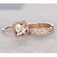 thumbnail image 4 of 2.00 Carat Morganite Trio Wedding Bridal Ring Set With Moissanite Diamonds One Engagement Ring & 2 Wedding Bands With 18K Rose Gold Plating, 4 of 4