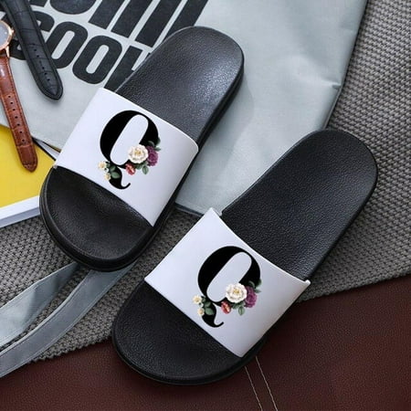 

Letters Printed Women Slippers Cartoon Slippers Summer Sandals Non-Slip Flat Beach Shoes Girls Bathroom Flip Flop Indoor Slipper