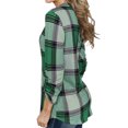 thumbnail image 2 of Camisas a Cuadros Jersey Cuello en V Manga Larga Casual Bloque de Color Moda Camisa a Cuadros Túnica para Mujer Verde XL, 2 of 7