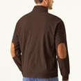 thumbnail image 6 of GuangCheng Mens Corduroy Shirts Quarter Zip Pullover Elbow Patch Accent Stand Collar Soft Textured Blouses with Pockets,Coffee,3XL, 6 of 9