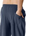 thumbnail image 3 of WREESH Men's Cotton Linen Pants Solid Color Pockets Pull Rope Fashion Casual Comfort Beautiful Pants Navy, 3 of 8