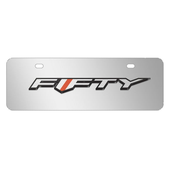 Chevrolet Camaro 50 Years in 3D Logo 12" x 4.25" European Look Chrome Half-Size Stainless Steel License Plate