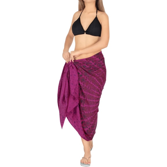 HAPPY BAY Women's Beach Cover up Swimwear Wraps Vacation Swimsuit Long Coverups Beachwear Pareos Summer Sarong for Women One Size Magenta_AD291